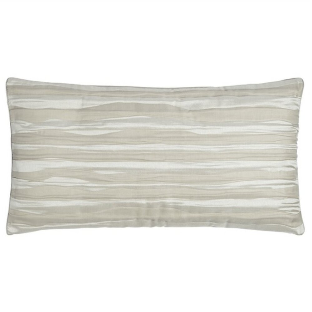 NWOT Donna Karan Tidal Collection Pleated Stripe Silver King Pillow Sham